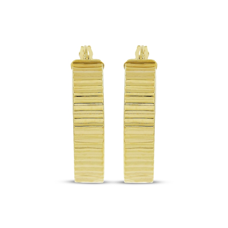 Main Image 2 of Diamond-Cut Ribbed Hoop Earrings 10K Yellow Gold 24mm