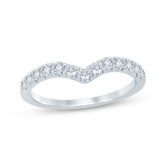 Lab-Grown Diamond Chevron Anniversary Ring 1/2 ct tw 14K White Gold