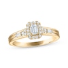 Thumbnail Image 1 of Emerald-Cut Diamond Halo Engagement Ring 1/2 ct tw 14K Yellow Gold