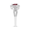 Thumbnail Image 2 of Pear-Shaped Lab-Created Ruby & White Lab-Created Sapphire Halo Ring Sterling Silver