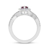 Thumbnail Image 3 of Pear-Shaped Lab-Created Ruby & White Lab-Created Sapphire Halo Ring Sterling Silver