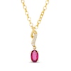 Thumbnail Image 1 of Le Vian Oval-Cut Ruby & Diamond Accent Ribbon Necklace 14K Honey Gold 19"