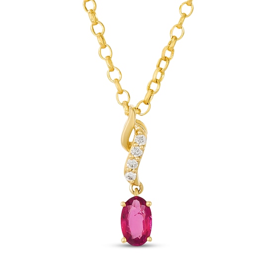 Le Vian Oval-Cut Ruby & Diamond Accent Ribbon Necklace 14K Honey Gold 19"