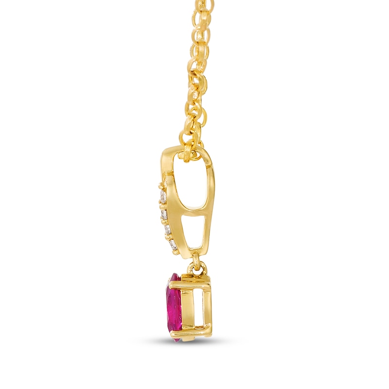 Main Image 2 of Le Vian Oval-Cut Ruby & Diamond Accent Ribbon Necklace 14K Honey Gold 19"