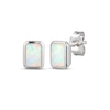 Thumbnail Image 1 of STUDIO BY KAY Emerald-Cut Lab-Created Opal Bezel-Set Solitaire Stud Earrings Sterling Silver
