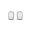 Thumbnail Image 2 of STUDIO BY KAY Emerald-Cut Lab-Created Opal Bezel-Set Solitaire Stud Earrings Sterling Silver