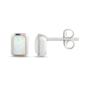 Thumbnail Image 3 of STUDIO BY KAY Emerald-Cut Lab-Created Opal Bezel-Set Solitaire Stud Earrings Sterling Silver