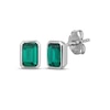 Thumbnail Image 1 of STUDIO BY KAY Emerald-Cut Lab-Created Emerald Bezel-Set Solitaire Stud Earrings Sterling Silver