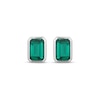 Thumbnail Image 2 of STUDIO BY KAY Emerald-Cut Lab-Created Emerald Bezel-Set Solitaire Stud Earrings Sterling Silver
