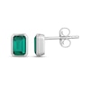 Thumbnail Image 3 of STUDIO BY KAY Emerald-Cut Lab-Created Emerald Bezel-Set Solitaire Stud Earrings Sterling Silver