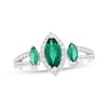 Thumbnail Image 1 of Marquise-Cut Lab-Created Emerald & White Lab-Created Sapphire Ring Sterling Silver