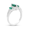Thumbnail Image 2 of Marquise-Cut Lab-Created Emerald & White Lab-Created Sapphire Ring Sterling Silver