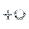 Thumbnail Image 3 of Men's Patterned Cross Hoop Earrings Stainless Steel