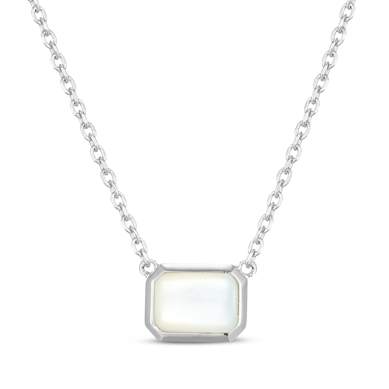 Main Image 1 of STUDIO BY KAY Emerald-Cut Mother-of-Pearl Necklace Sterling Silver 18"