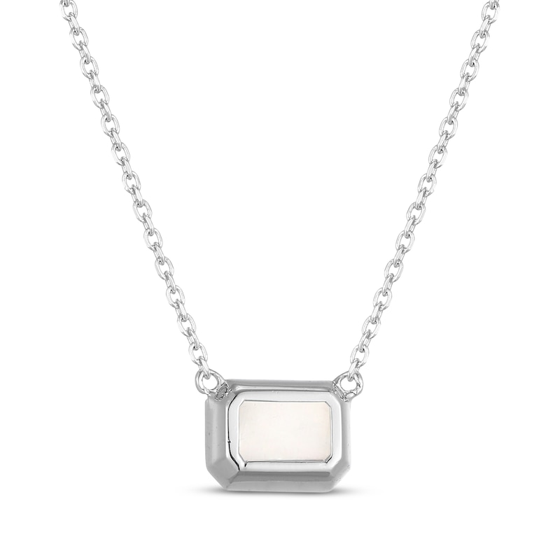 Main Image 3 of STUDIO BY KAY Emerald-Cut Mother-of-Pearl Necklace Sterling Silver 18"