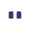 Thumbnail Image 2 of STUDIO BY KAY Emerald-Cut Amethyst Bezel-Set Solitaire Stud Earrings Sterling Silver