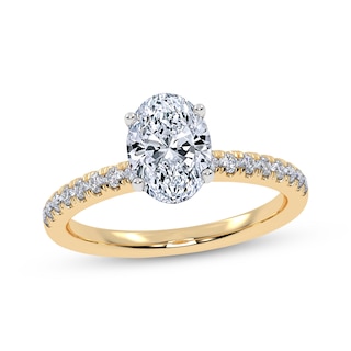 Now + Forever Lab-Grown Diamonds Oval-Cut Hidden Halo Engagement Ring 1 ct tw 14K Yellow Gold