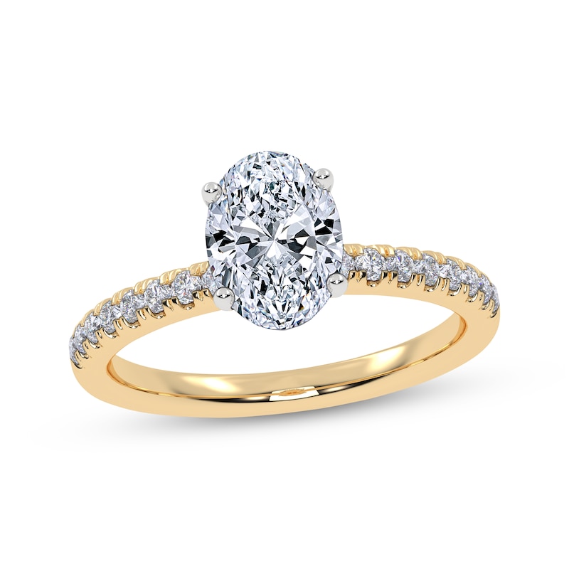 Main Image 1 of Now + Forever Lab-Grown Diamonds Oval-Cut Hidden Halo Engagement Ring 1 ct tw 14K Yellow Gold