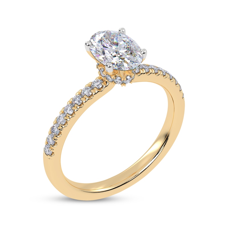 Main Image 2 of Now + Forever Lab-Grown Diamonds Oval-Cut Hidden Halo Engagement Ring 1 ct tw 14K Yellow Gold