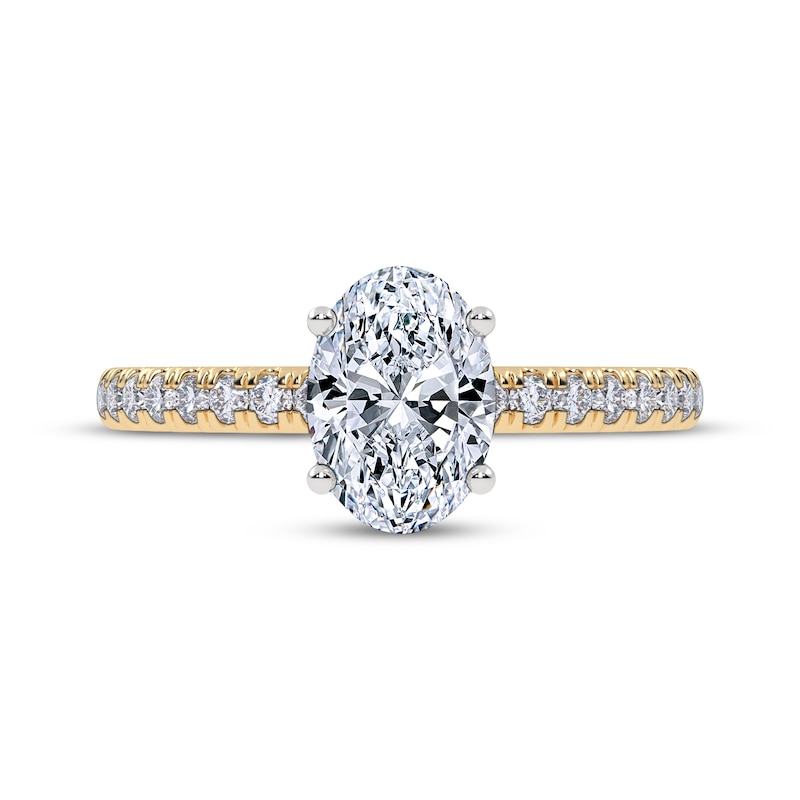 Main Image 3 of Now + Forever Lab-Grown Diamonds Oval-Cut Hidden Halo Engagement Ring 1 ct tw 14K Yellow Gold