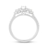 Thumbnail Image 3 of Memories Moments Magic Oval & Round-Cut Diamond Three-Stone Engagement Ring 3/4 ct tw 14K White Gold