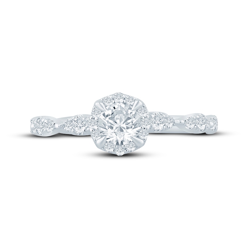 Main Image 3 of Now + Forever Round-Cut Diamond Halo Engagement Ring 3/4 ct tw 14K White Gold
