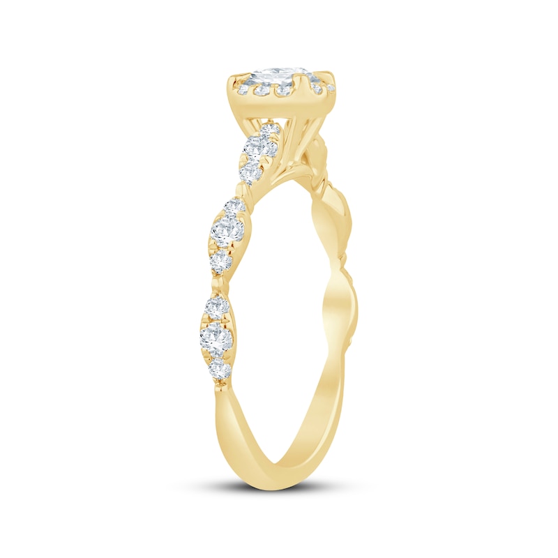 Main Image 2 of Now + Forever Round-Cut Diamond Halo Engagement Ring 3/4 ct tw 14K Yellow Gold