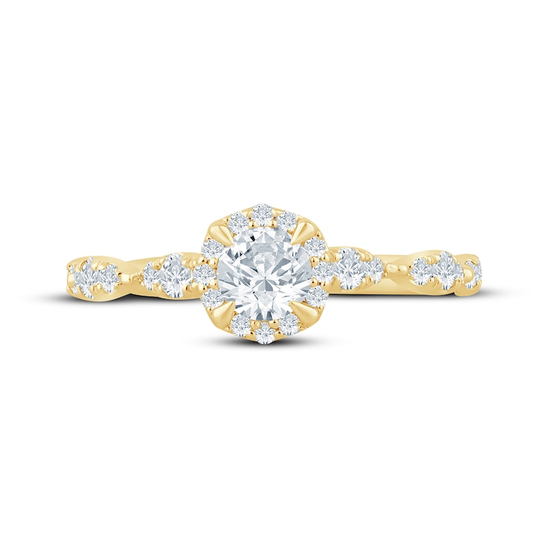Main Image 3 of Now + Forever Round-Cut Diamond Halo Engagement Ring 3/4 ct tw 14K Yellow Gold