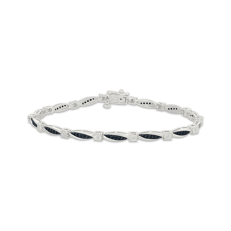 Main Image 1 of Black & White Diamond Bracelet 1/2 ct tw Sterling Silver 7"
