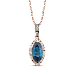 Le Vian Marquise-Cut Topaz Necklace 1/5 ct tw Diamonds 14K Strawberry Gold 19"