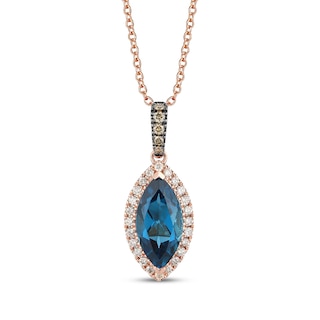 Le Vian Marquise-Cut Topaz Necklace 1/5 ct tw Diamonds 14K Strawberry Gold 19"