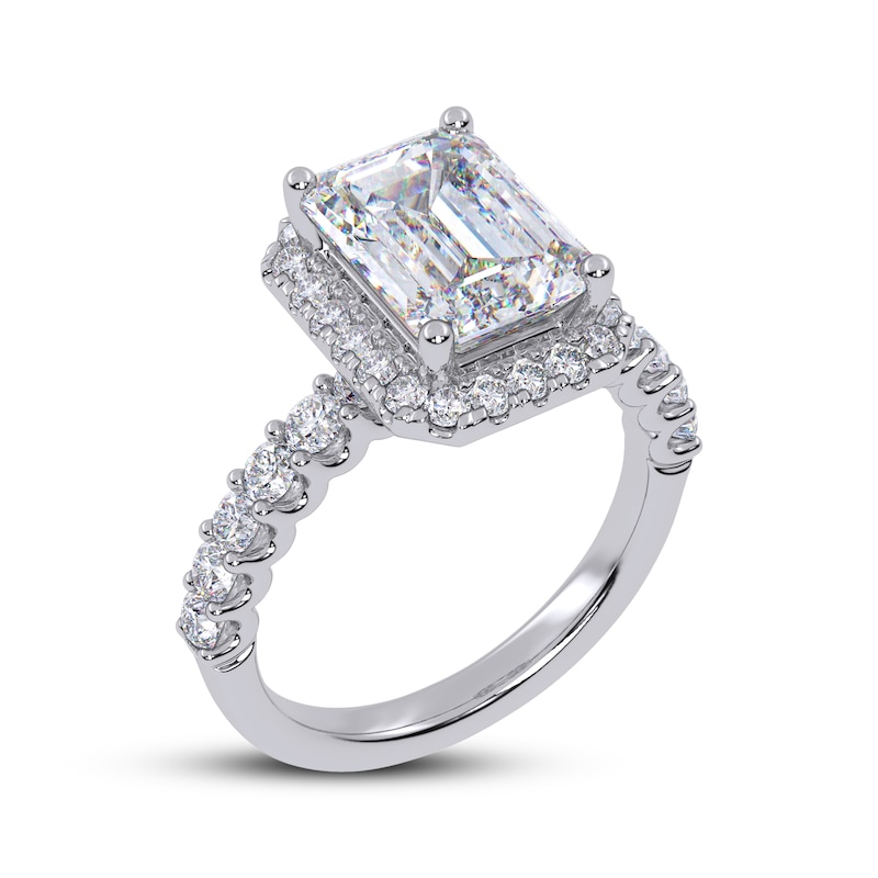 Main Image 2 of KAY Signature Collection Emerald-Cut Lab-Grown Diamond Halo Engagement Ring 3-3/4 ct tw 14K White Gold