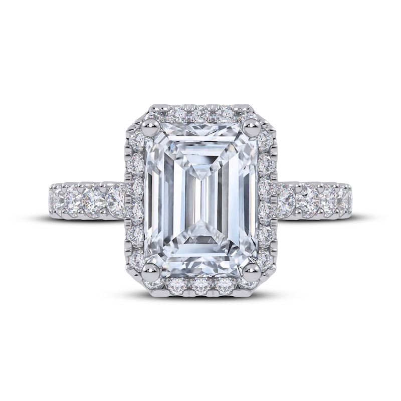Main Image 3 of KAY Signature Collection Emerald-Cut Lab-Grown Diamond Halo Engagement Ring 3-3/4 ct tw 14K White Gold