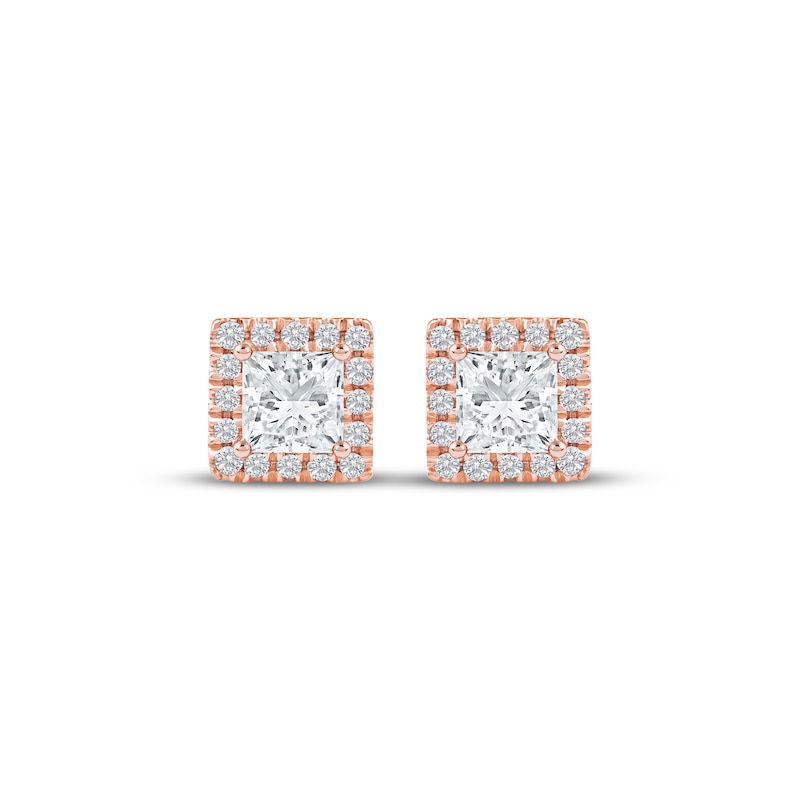 Main Image 2 of KAY Lab-Grown Diamonds Princess-Cut Stud Earrings 1/2 ct tw 14K Rose Gold (F/SI2)