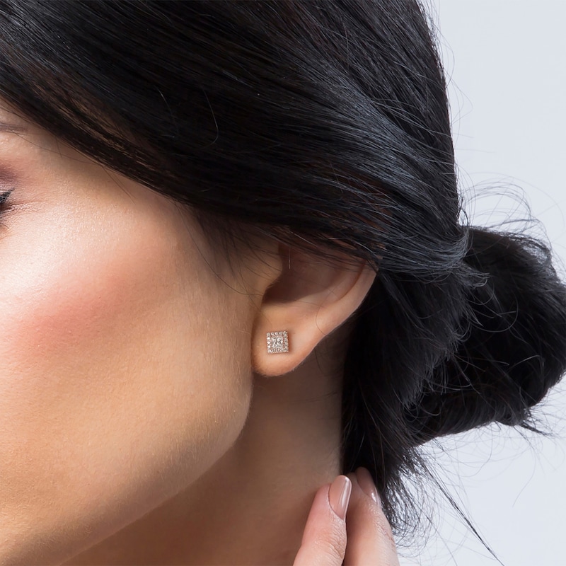 Main Image 4 of KAY Lab-Grown Diamonds Princess-Cut Stud Earrings 1/2 ct tw 14K Rose Gold (F/SI2)