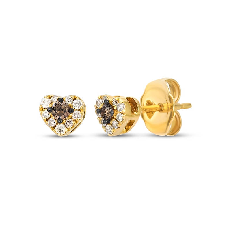Main Image 1 of Le Vian Diamond Heart Stud Earrings 1/8 ct tw 14K Honey Gold