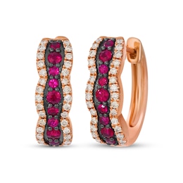 Le Vian Waterfall Ruby Hoop Earrings 3/8 ct tw Diamonds 14K Strawberry Gold