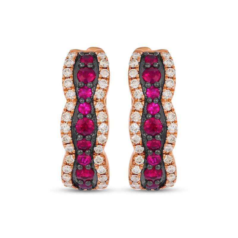 Main Image 2 of Le Vian Waterfall Ruby Hoop Earrings 3/8 ct tw Diamonds 14K Strawberry Gold