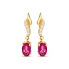 Thumbnail Image 2 of Le Vian Oval-Cut Ruby Drop Earrings 1/20 ct tw Diamonds 14K Honey Gold