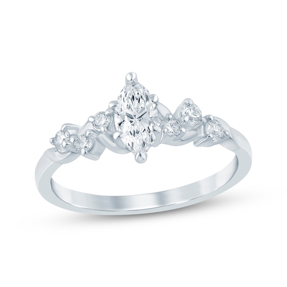 Now + Forever Marquise-Cut Diamond Engagement Ring 1/2 ct tw 14K White Gold