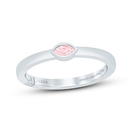 Monique Lhuillier Bliss Marquise-Cut Pink Lab-Grown Diamond Solitaire Anniversary Ring 1/8 ct tw 18K White Gold