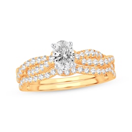 Now + Forever Lab-Grown Diamonds Oval-Cut Twist Bridal Set 1 ct tw 14K Yellow Gold