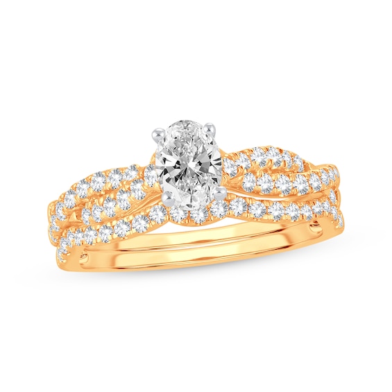 Now + Forever Lab-Grown Diamonds Oval-Cut Twist Bridal Set 1 ct tw 14K Yellow Gold