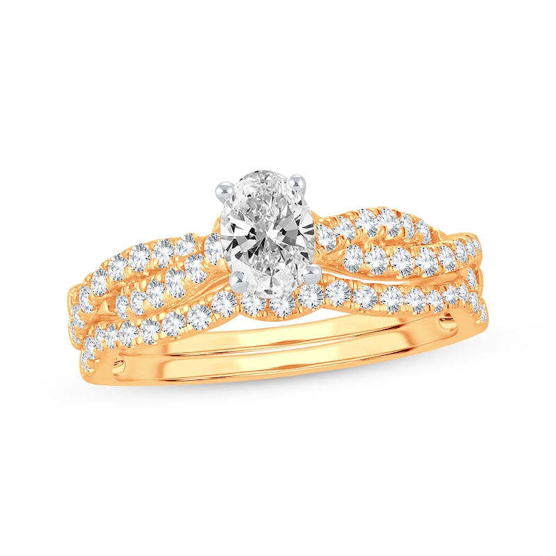 Main Image 1 of Now + Forever Lab-Grown Diamonds Oval-Cut Twist Bridal Set 1 ct tw 14K Yellow Gold