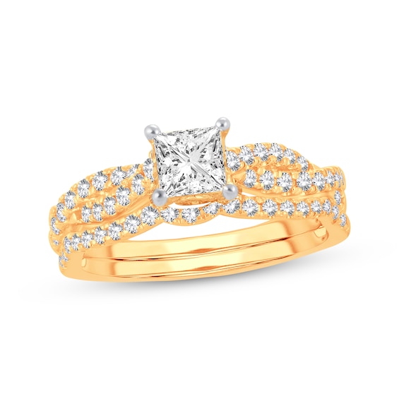 Now + Forever Lab-Grown Diamonds Princess-Cut Twist Bridal Set 1 ct tw 14K Yellow Gold