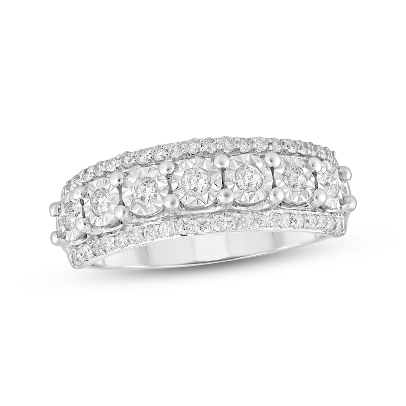 Main Image 1 of Diamond Three-Row Anniversary Ring 1/2 ct tw 10K White Gold