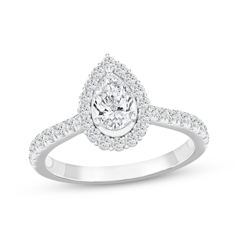 Main Image 1 of Now + Forever Pear-Shaped Diamond Halo Engagement Ring 1 ct tw 14K White Gold