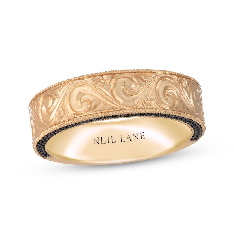 Main Image 1 of Neil Lane Men's Black Diamond Wedding Band 1/3 ct tw 14K Yellow Gold