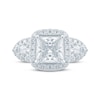 Thumbnail Image 4 of Monique Lhuillier Bliss Princess-Cut Lab-Grown Diamond Halo Three-Stone Engagement Ring 2-3/4 ct tw 18K White Gold