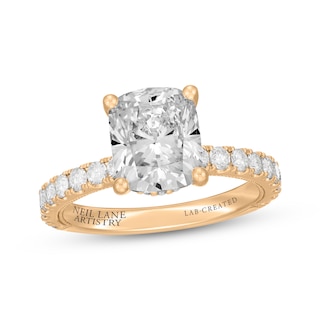 Neil Lane Artistry Cushion-Cut Lab-Grown Diamond Hidden Halo Engagement Ring 3-5/8 ct tw 14K Yellow Gold